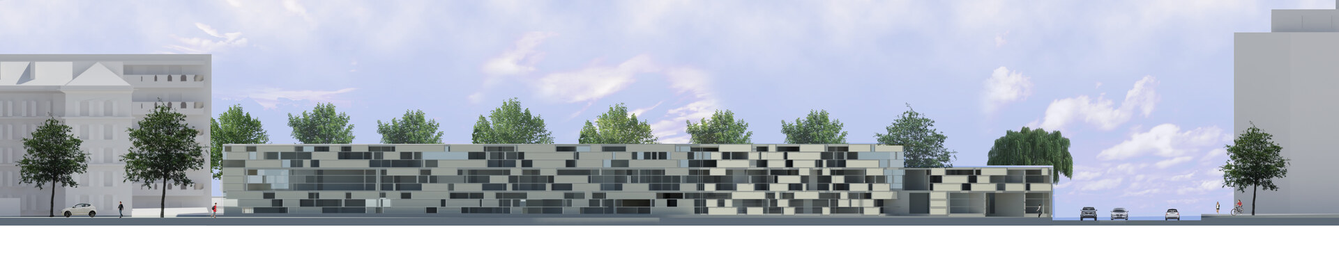 2D façade elevation of the public housing part of the project