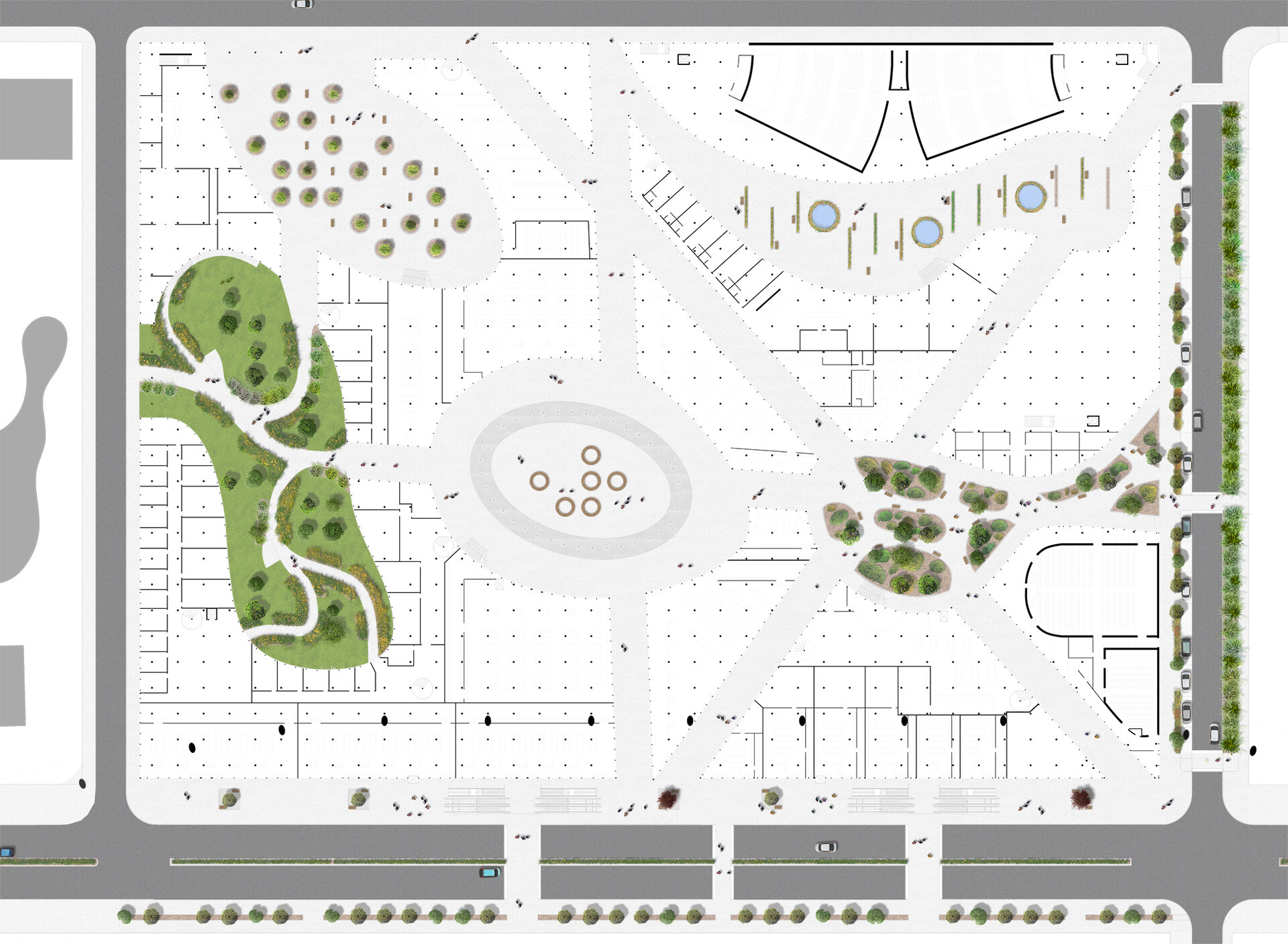 Plan of the project's ground floor shopping and public activity center