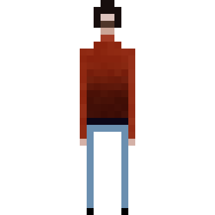 The idle animation, with randomized head movements