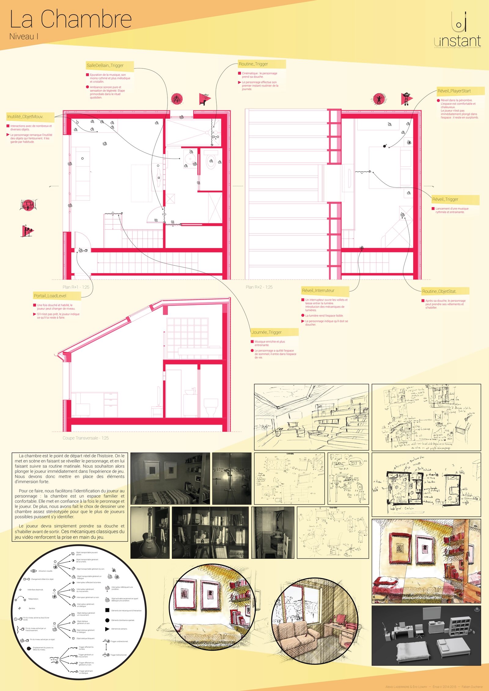 Architectural presentation of the bedroom level