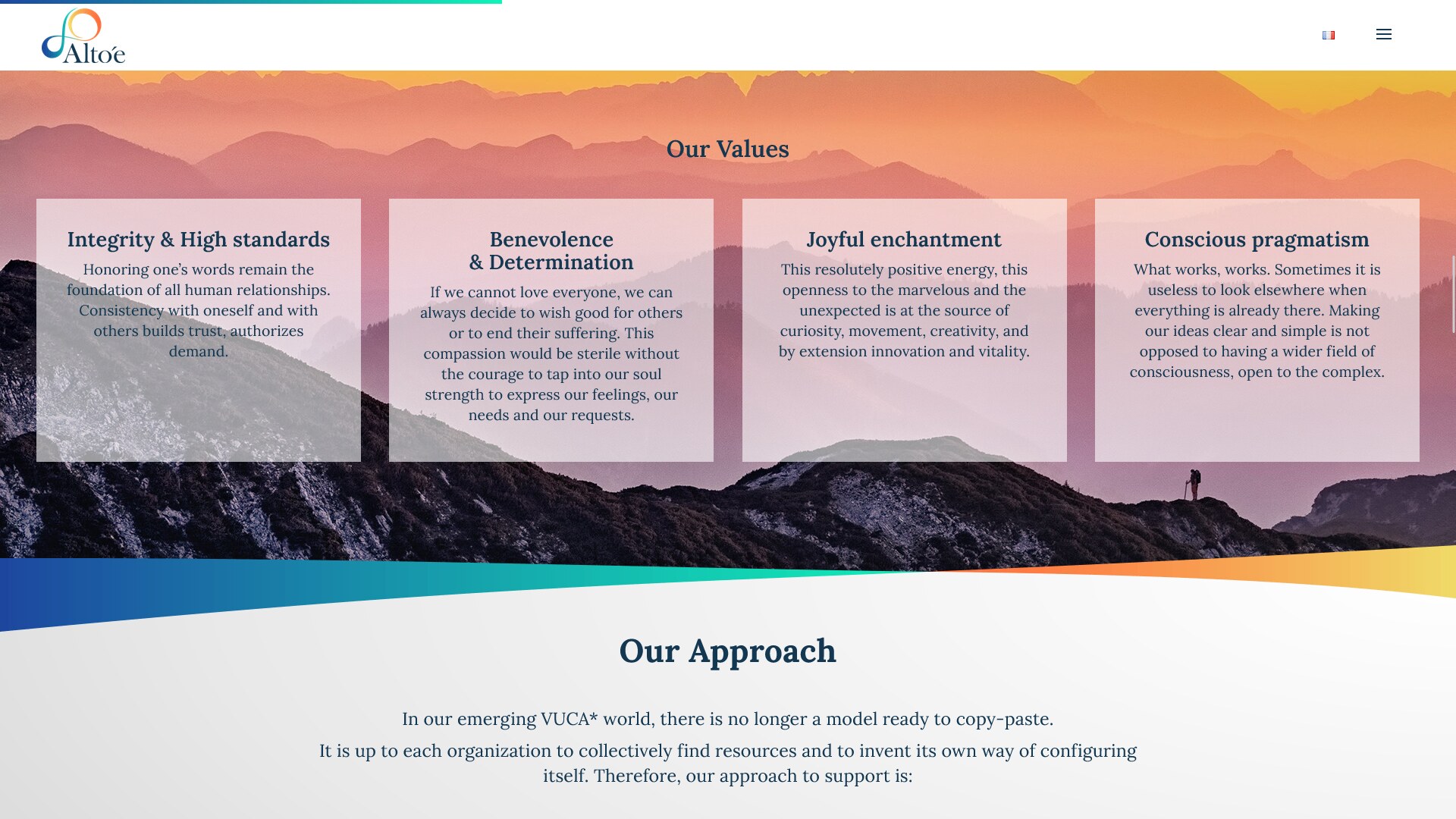 Screenshot of a section of the home page showing the brand design in use