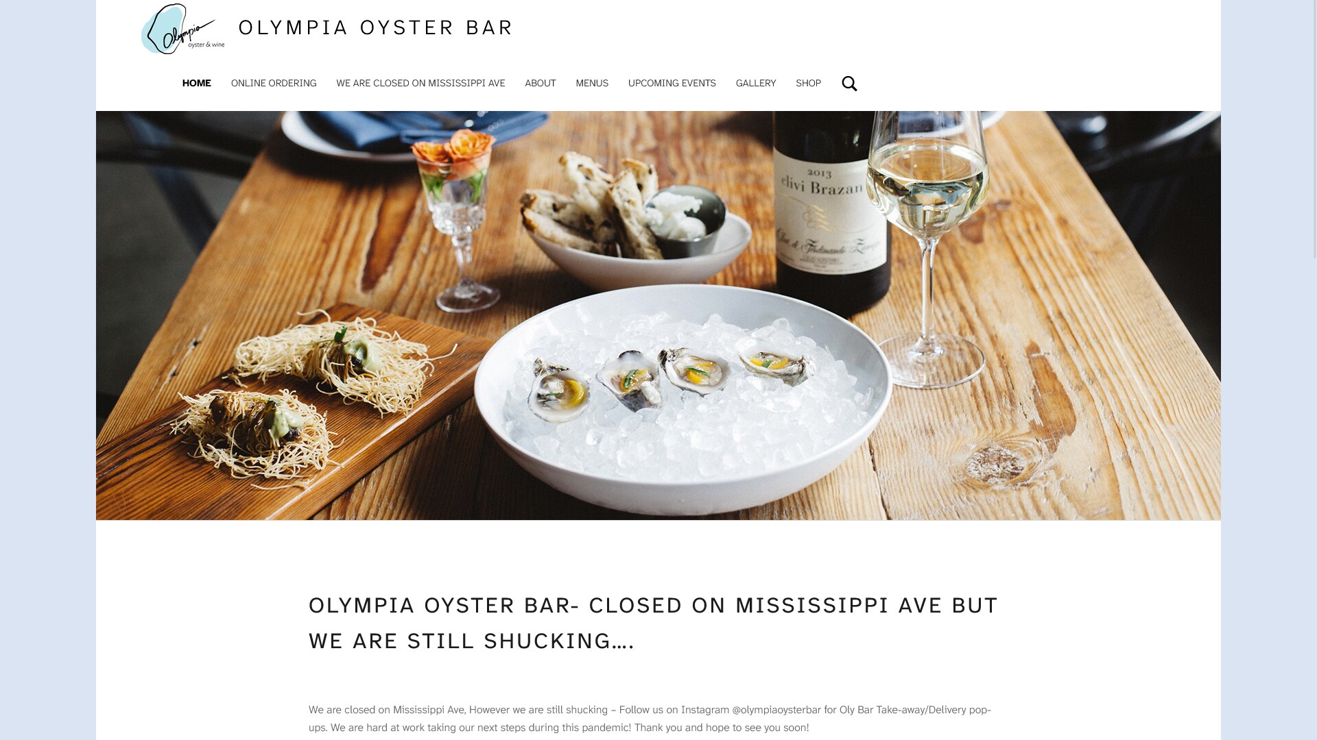 Screenshot of the Olympia Oyster Bar homepage