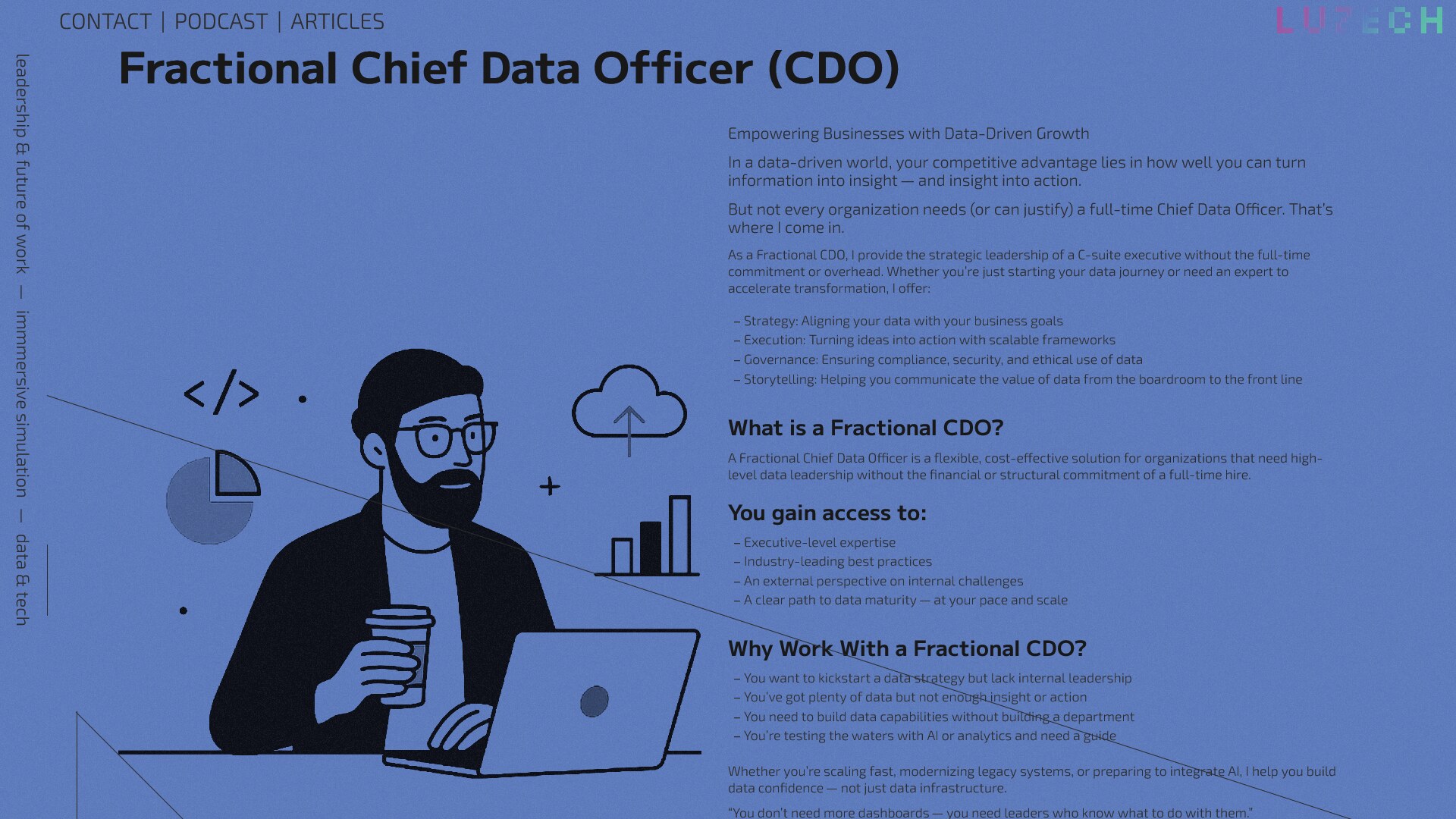 Screenshot of the "Data & Tech" section of the site