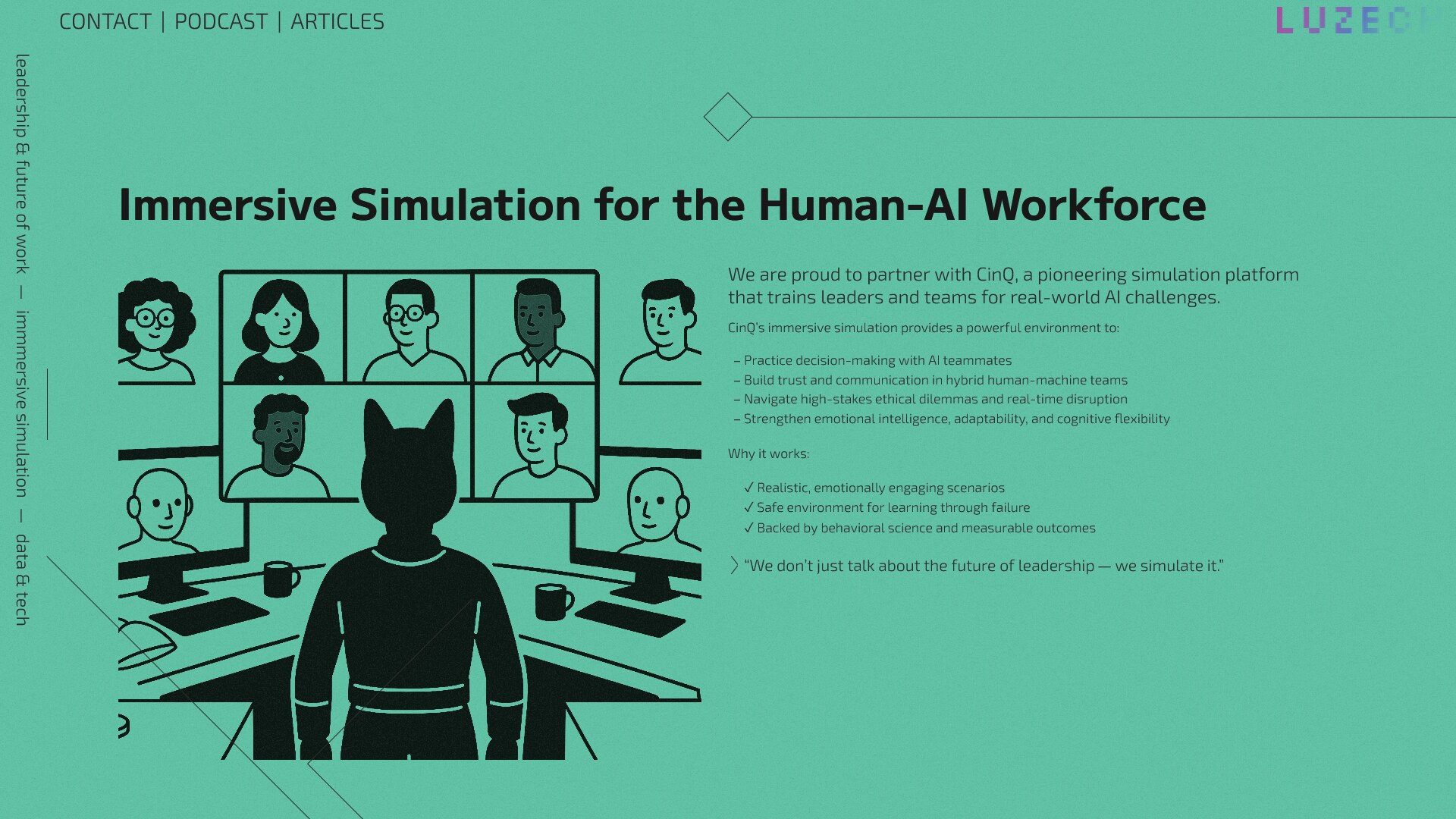 Screenshot of the "Immmersive simulation" section of the site